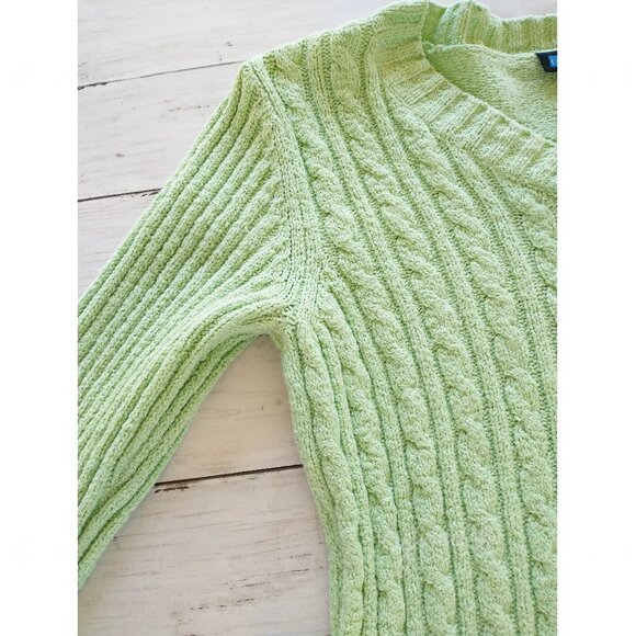 Relativity Sweater Small Vintage Lt Green V-Neck Ribbed Cuffed Lagenlook Preppy - Picture 8 of 12